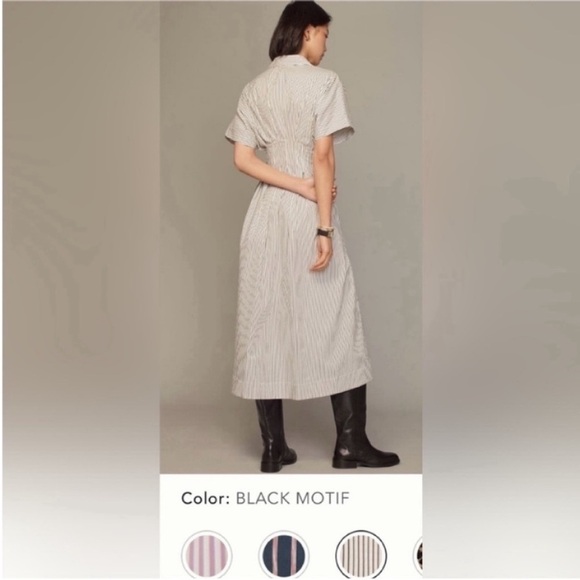 Anthropologie x Exquise The Tobie Button-Front Pleated MIDI Shirt Dress Sz S NWT - Picture 3 of 13